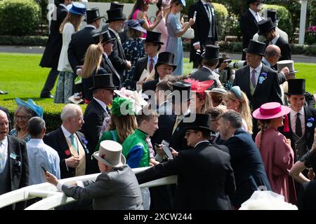 Ascot UK. 18th June, 2024. Jockey Billy Loughnane won the second race at Royal Ascot today, the Coventry Stakes riding horse Rashabar. Trainer Brian Meehan, Manton, Owner Manton Thoroughbreds IX. Credit: Maureen McLean/Alamy Live News Stock Photo