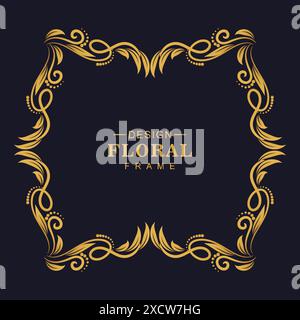 Beautiful decorative golden floral frame design Stock Vector Image ...