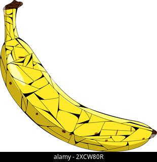 Banana in stained glass technique vector illustration Stock Vector