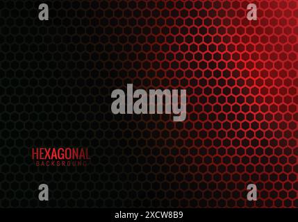 Abstract hexagonal technology red background Stock Vector