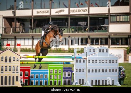 Top level equestrian sport at Spruce Meadows in Calgary Stock Photo