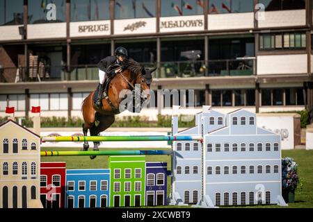 Top level equestrian sport at Spruce Meadows in Calgary Stock Photo