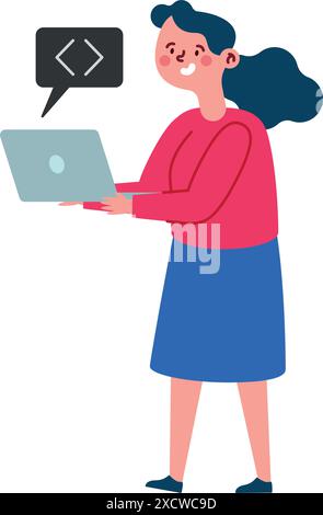 programer woman programming coding isolated Stock Vector Image & Art ...