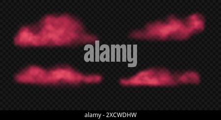 Realistic cotton red clouds. Vector illustration. Stock Vector