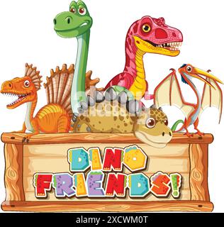 Colorful dinosaurs in a playful scene Stock Vector