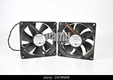 Dirty and dusty PC fans  – Wales, UK  – 15 June 2024 Stock Photo