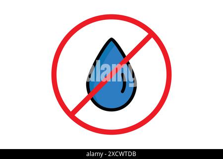 No water icon. water drop with cross. icon related to scarcity. colored outline icon style. water scarcity elements vector illustration Stock Vector