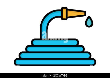 hose icon. icon related to irrigation. colored outline icon style. Irrigation elements vector illustration Stock Vector