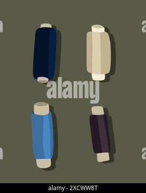 Vector isolated illustration of a set of sewing threads. Stock Vector