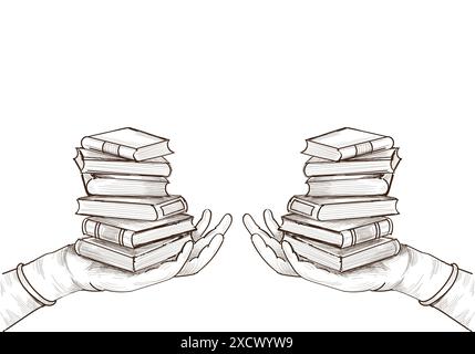 Hand drawn education book sketch design Stock Vector