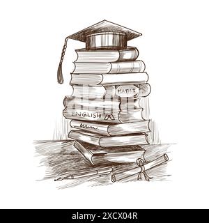 Creative hand drawn education book sketch design Stock Vector