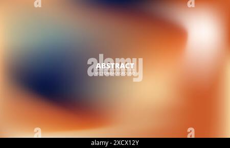 Bright orange and dark blue holographic background. Abstract apricot liquid gradient creative banner. Blurred soft blend color gradation minimalist Stock Vector