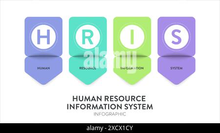 HRIS or Human resource information system framework strategy infographic chart illustration banner template with icon vector. HR processes to improve Stock Vector