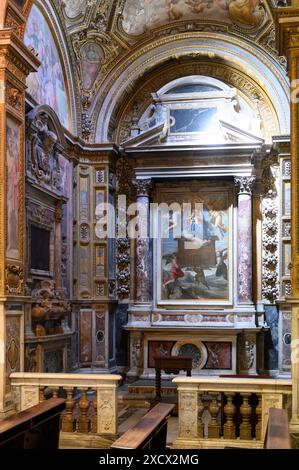 Rome. Italy. 15th century Church of Sant’Onofrio al Gianicolo, Piazza di Sant’Onofrio. Chapel of Our Lady of Loreto aka Cappella Madruzzo.  The side w Stock Photo