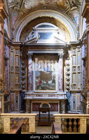 Rome. Italy. 15th century Church of Sant’Onofrio al Gianicolo, Piazza di Sant’Onofrio. Chapel of Our Lady of Loreto aka Cappella Madruzzo.  The side w Stock Photo