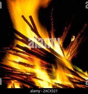Open outdoor wood fire Stock Photo