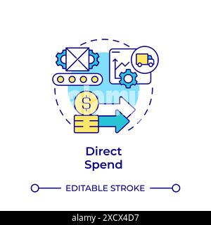 Direct spend multi color concept icon Stock Vector