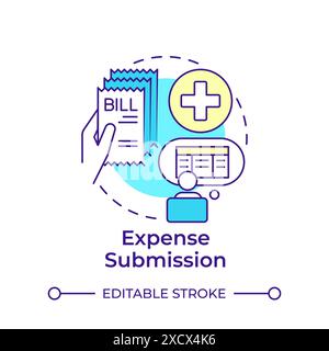 Expense submission multi color concept icon Stock Vector