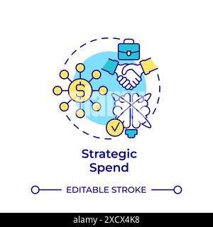 Strategic spend multi color concept icon Stock Vector
