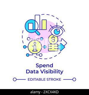 Spend data visibility multi color concept icon Stock Vector