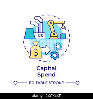 Capital spend multi color concept icon Stock Vector