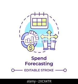 Spend forecasting multi color concept icon Stock Vector