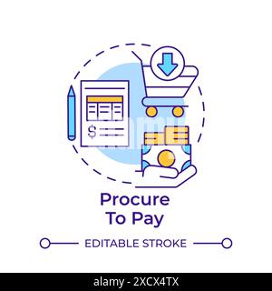 Procure to pay multi color concept icon Stock Vector