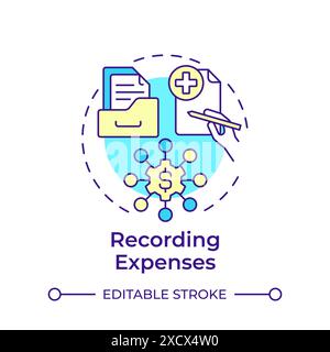 Recording expenses multi color concept icon Stock Vector