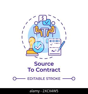 Source to contract multi color concept icon Stock Vector
