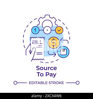 Source to pay multi color concept icon Stock Vector