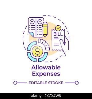 Allowable expenses multi color concept icon Stock Vector