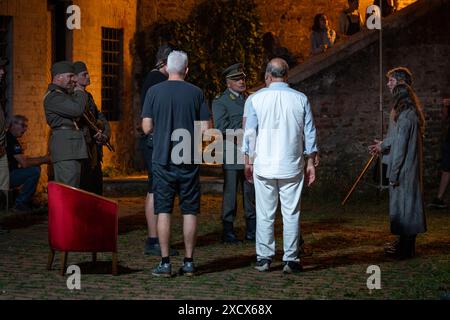 Slavonia, 18/06/2024, The famous Hollywood actor Armand Assante accompanied by Jakov Sedlar and his son Dominik in Osijek filming the movie '260 Days' The filming of the movie '260 Days', a war drama based on the novel '260 Days' by Marijan Gubina from Osijek, has been going on for three weeks in Slavonia, in which, among others, also stars famous Hollywood actors Tim Roth and Armand Assante ina Osijek on June 18. 2024 Credit: Pixsell/Alamy Live News Stock Photo