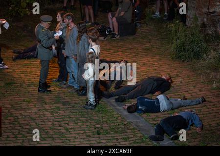 Slavonia, 18/06/2024, The famous Hollywood actor Armand Assante accompanied by Jakov Sedlar and his son Dominik in Osijek filming the movie '260 Days' The filming of the movie '260 Days', a war drama based on the novel '260 Days' by Marijan Gubina from Osijek, has been going on for three weeks in Slavonia, in which, among others, also stars famous Hollywood actors Tim Roth and Armand Assante ina Osijek on June 18. 2024 Credit: Pixsell/Alamy Live News Stock Photo