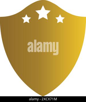 An illustration of a golden armor shield icon, symbolizing protection and security with a luxurious and striking design Stock Vector