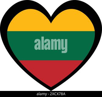An illustration of a heart icon featuring the Lithuania flag, symbolizing love and pride for Lithuania Stock Vector