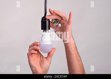 led lamp and incandescent bulbs. Stock Photo