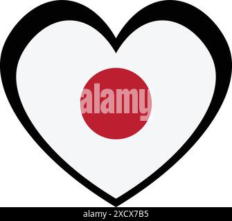 An illustration of a heart icon featuring the Japan flag, symbolizing love and pride for Japan Stock Vector