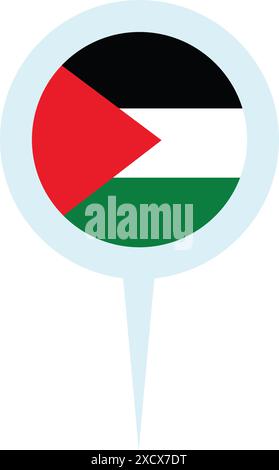 An illustration of a location icon featuring Palestine, highlighting its position with a map pin and symbolic design Stock Vector