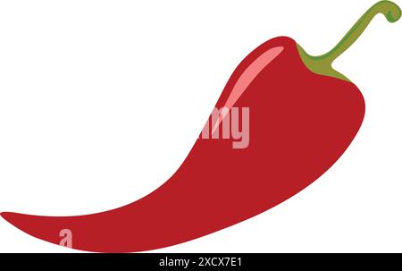 An illustration of a red chili, showcasing its vibrant color and spicy appeal, perfect for representing hot and flavorful cuisine Stock Vector