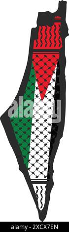 A detailed map design of Palestine featuring key cities: Gaza, Jenin, Jerusalem, Nablus, and Ramallah, offering a clear and informative representation Stock Vector