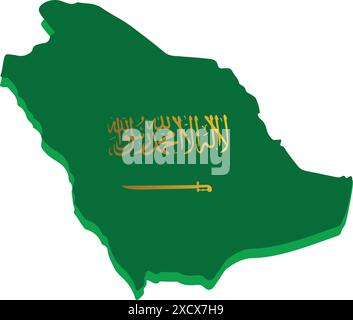 saudi arabia map with flag Stock Vector Image & Art - Alamy
