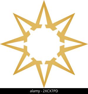 An illustration of a golden star logo, featuring a luxurious and elegant design that highlights the brilliance and significance of the star Stock Vector