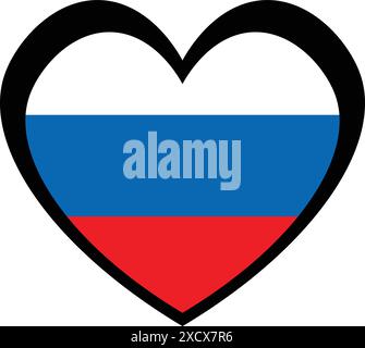 An illustration of a heart icon featuring the Russia flag, symbolizing love and pride for Russia Stock Vector