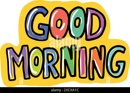 Good morning lettering, handwritten carton style Stock Vector