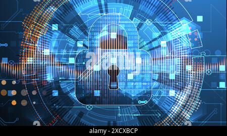 Secure digital background. Virtual confidential, programming protection. Hand drawn vector. Stock Vector