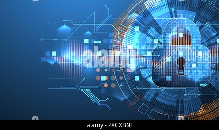Secure digital background. Virtual confidential, programming protection. Hand drawn vector. Stock Vector