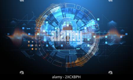 Secure digital background. Virtual confidential, programming protection. Hand drawn vector. Stock Vector