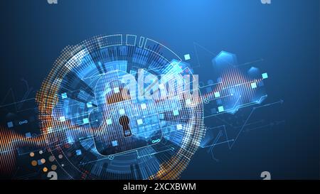Secure digital background. Virtual confidential, programming protection. Hand drawn vector. Stock Vector