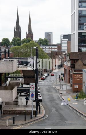 View along Bishop Street, Coventry, West Midlands, England, UK Stock Photo