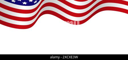 American flag isolated on white background. National symbol of the USA. Banner for Independence Day 4th of July, Memorial, Veterans Day, freedom and d Stock Vector